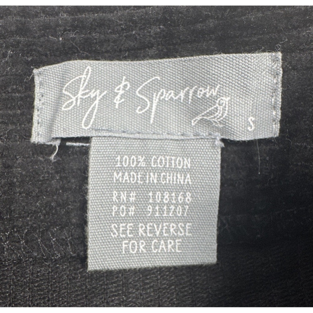 Sky & Sparrow Women's Black Corduroy Cotton A-Line Button Skirt Size S Short